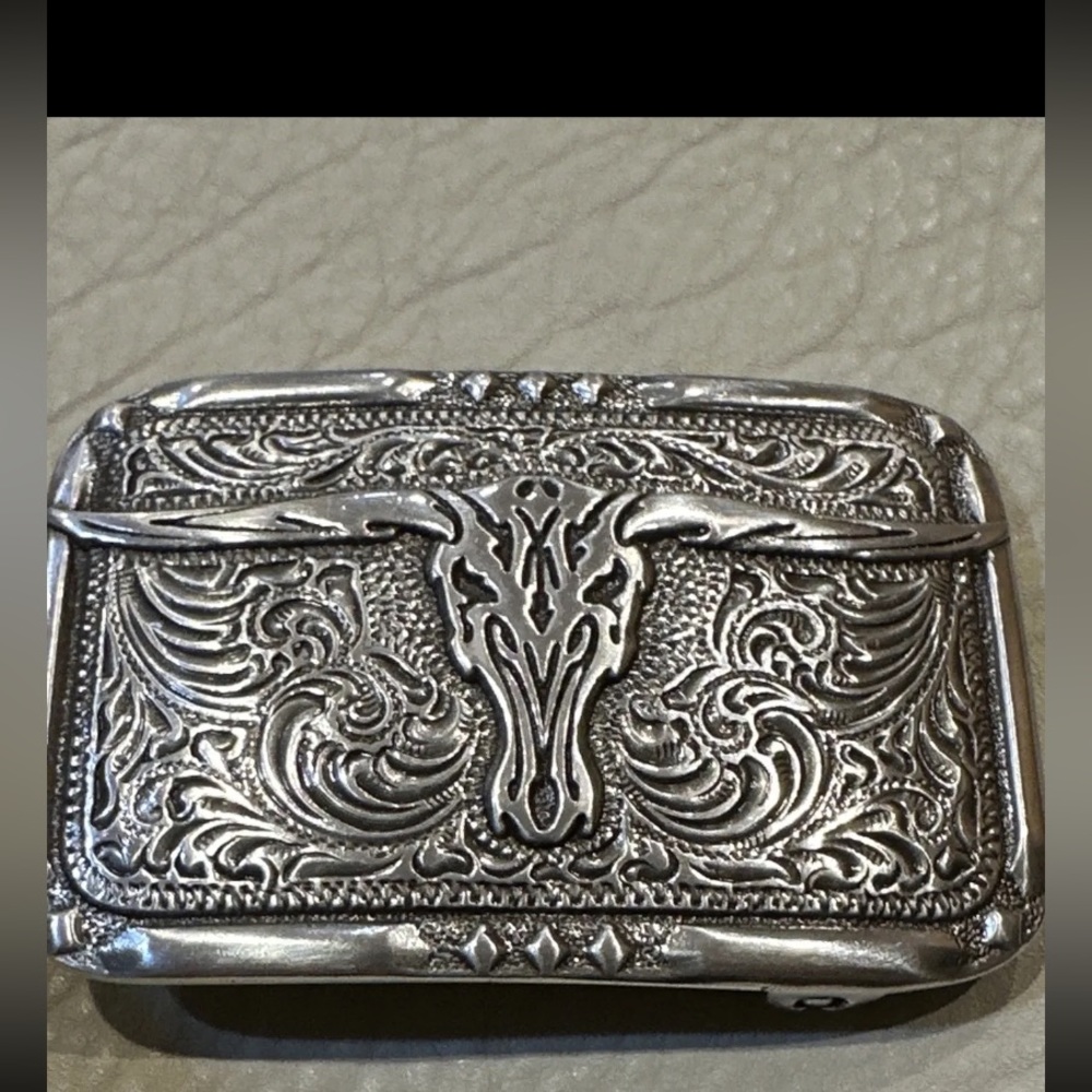 Crumrine longhorn vintage western belt buckle